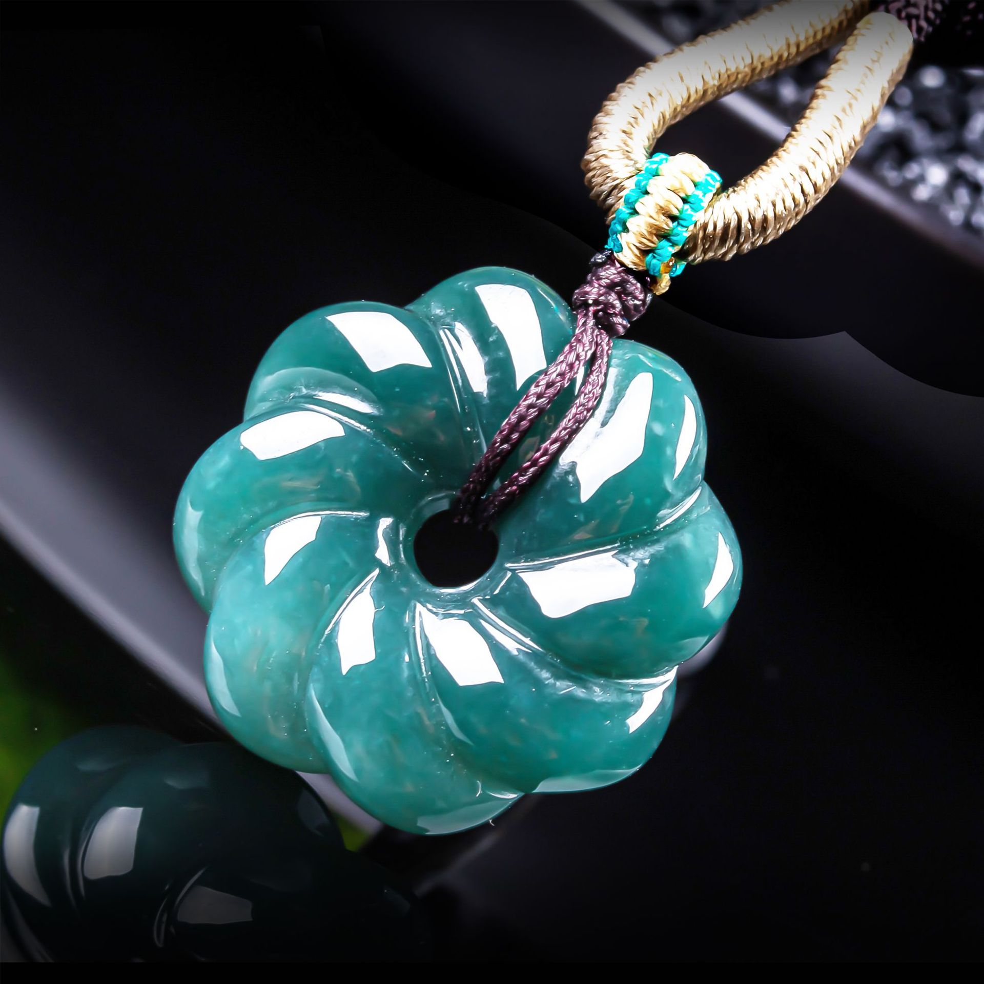 Women'S Fashion Gifts - Natürlicher burmesischer Jadeit-Blumenanhänger Halskette Accessoires Edelstein-Talismane
