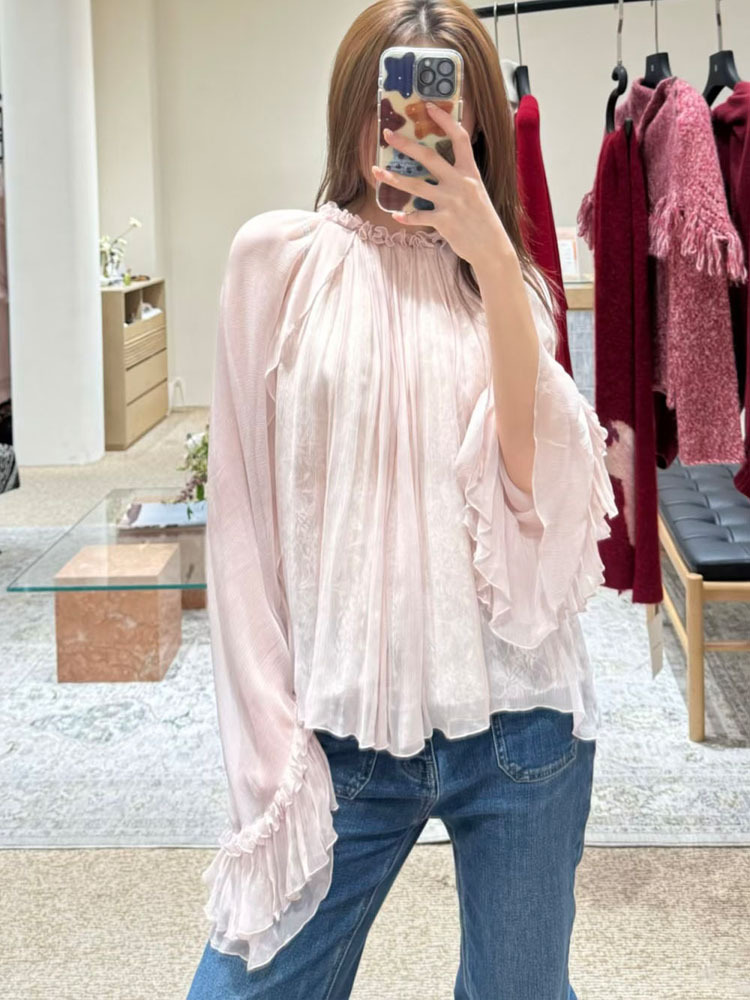 Women'S Fashion For 2026 - Spitzen-Rüschen-Oberteil, stilvoll und hochwertig, vielseitige rosa