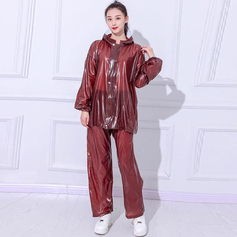 Women'S Fashion Raincoat - Mode Transparent Zwei-stück Regenmantel PVC Verdickt