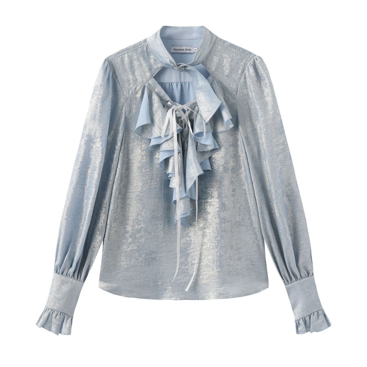 Puff Sleeve Blouse - Japanische süße, coole Bluse mit Rüschenbesatz,