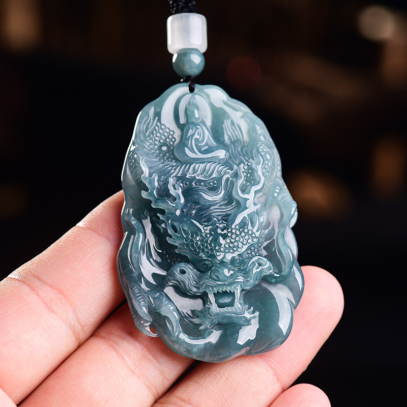 Women'S Fashion Gifts - Natürliche burmesische Jadeit-Drachen-Anhänger-Halskette, Vintage-Designer-Mode, echter Jade-Luxus-Schmuck,