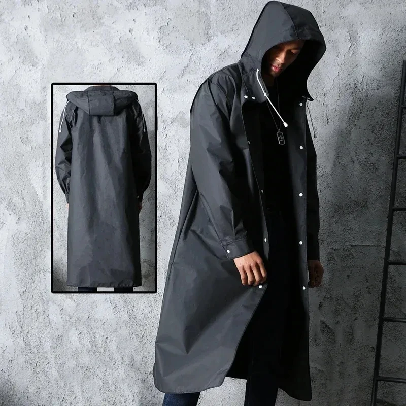 Women'S Fashion Raincoat - Schwarze Mode Erwachsenen wasserdicht langen Regenmantel