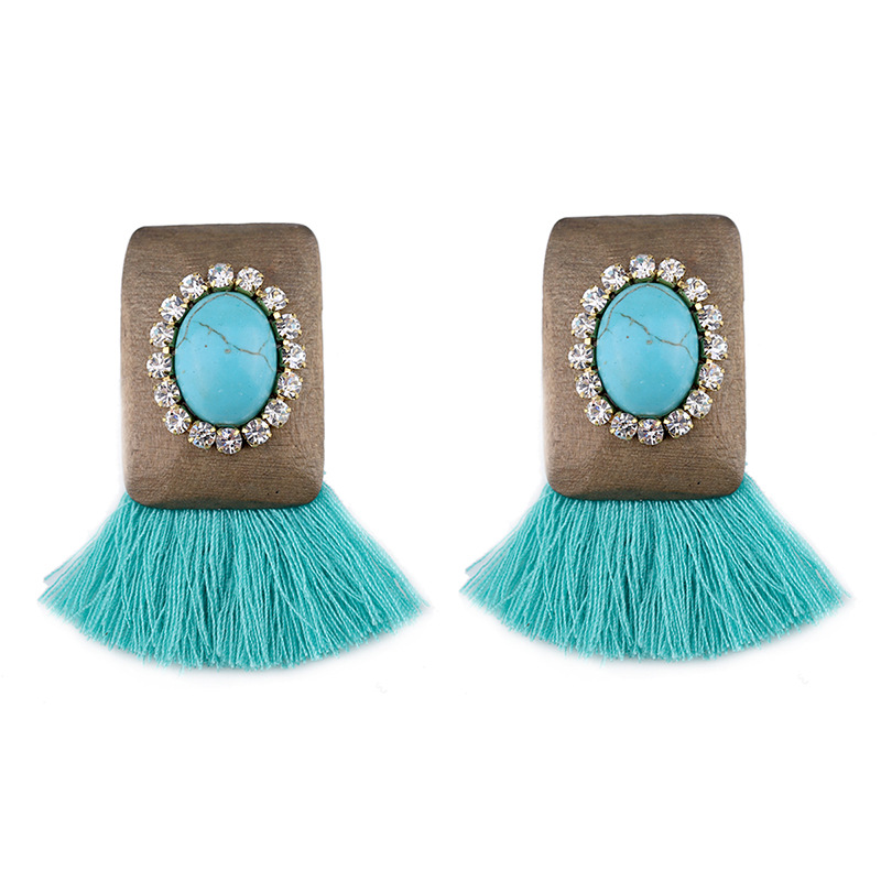 Women'S Fashion E Commerce - Grenzüberschreitende Retro-Ohrringe mit Diamantfransen aus Holz,