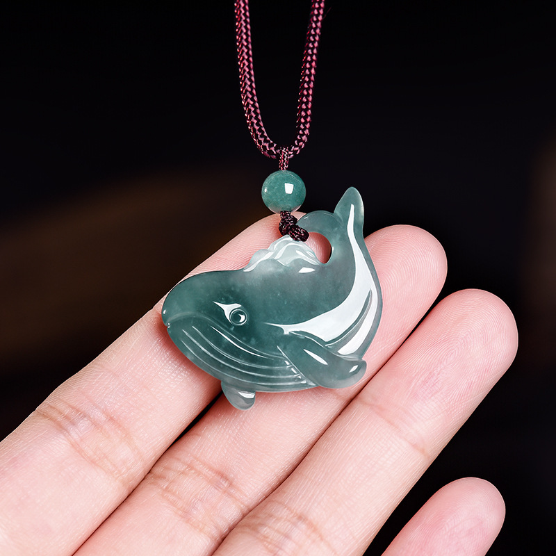 Women'S Fashion Gifts - Natürliche burmesische Jadeit-Wal-Anhänger-Halskette, Accessoires, echter Jade-Charm,