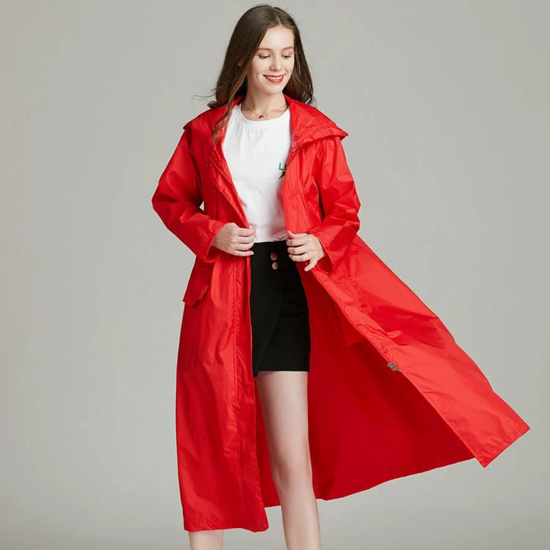 Women'S Fashion Raincoat - Damen-Regenmantel, leicht, rot, schwarz, atmungsaktiv, modisch,