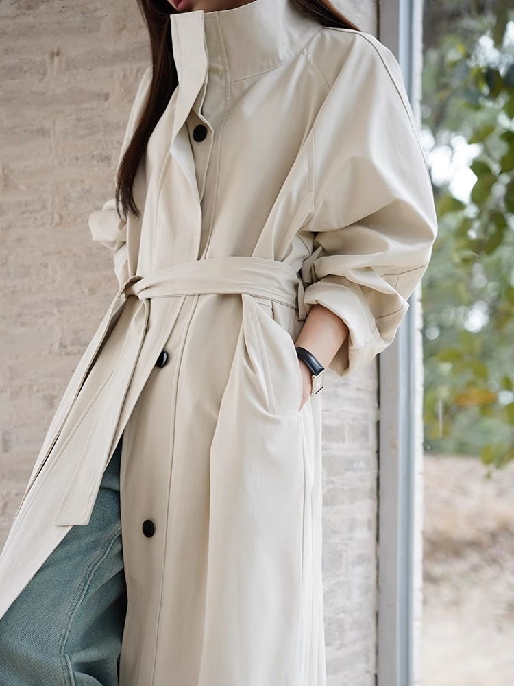 Women'S Fashion Raincoat - Brauner Graben Damen Modischer Regenmantel Urlaub