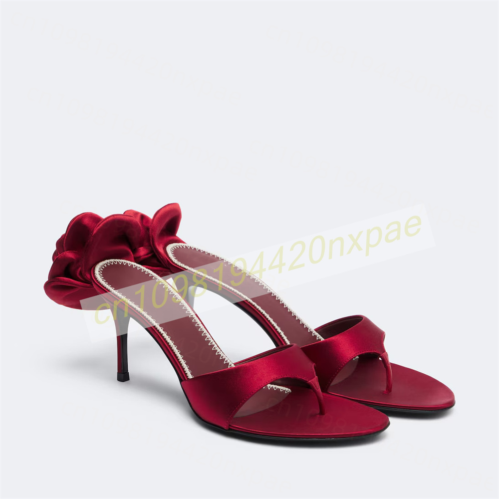 Women Fashion Reddit - Damen Rote Satin Thong Mule Sandalen