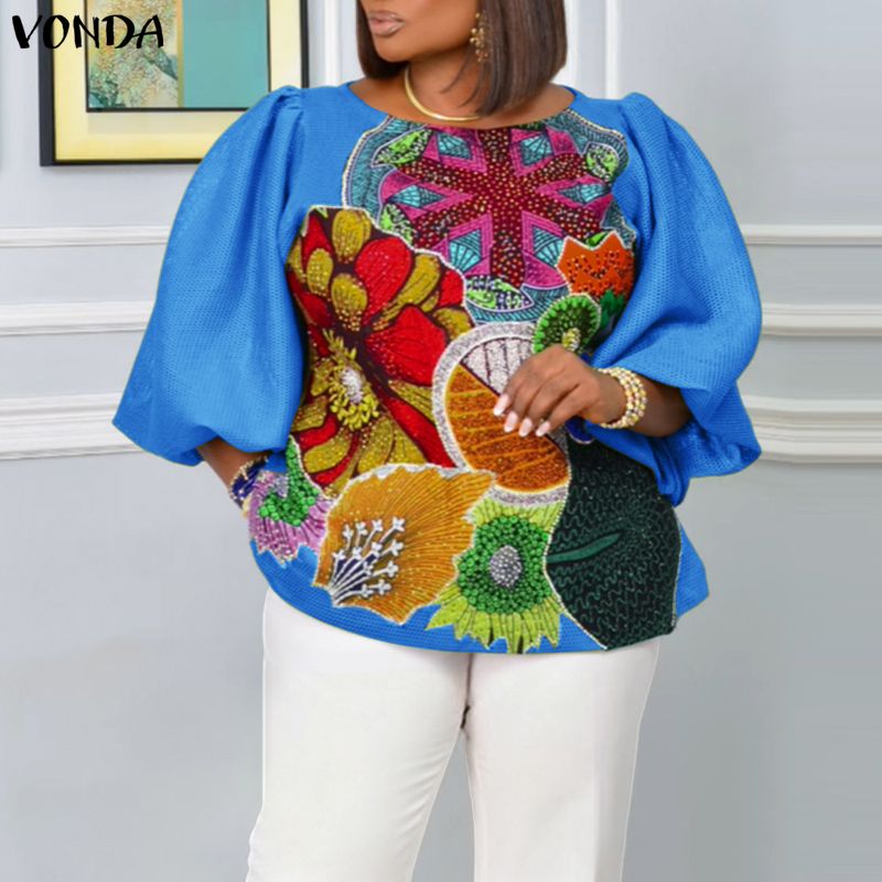 Puff Sleeve Blouse - Plus Size 5XL VONDA Damenmode-Bluse mit