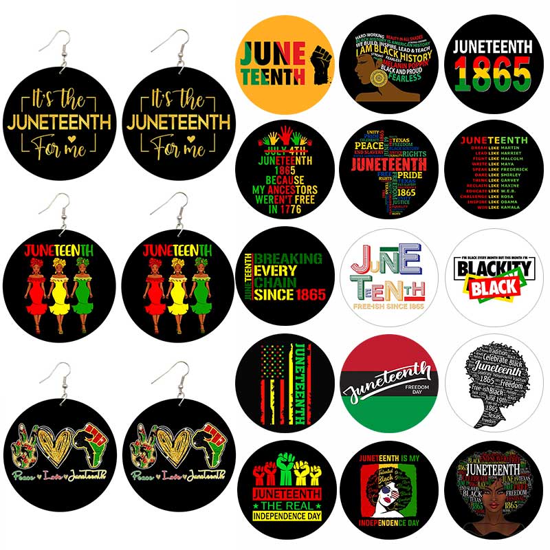 Women Fashion History - SOMESOOR 2023 Juneteenth Designs Bedruckte Holz-Ohrhänger,
