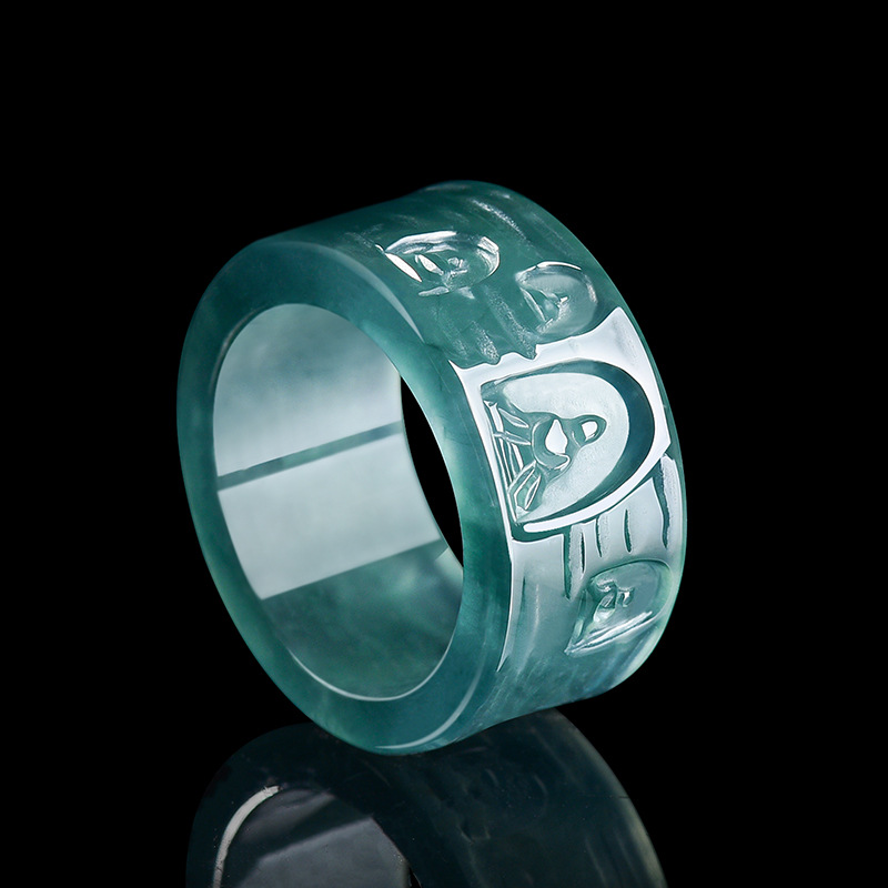 Women'S Fashion Gifts - Natürlicher burmesischer Jadeit-Buddha-Ring, luxuriöser Edelstein-Designer-Schmuck, modischer