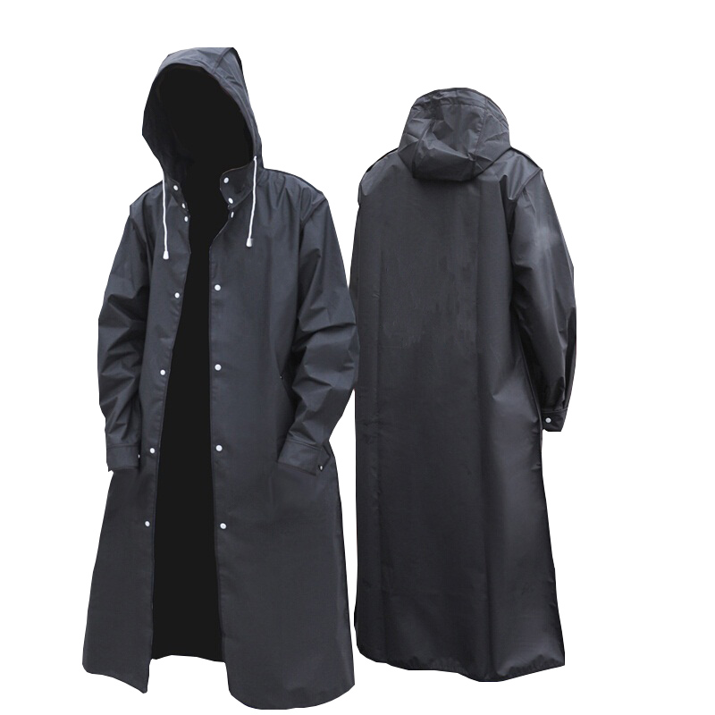 Women'S Fashion Raincoat - Schwarz Mode Erwachsene Wasserdichte Lange Regenmantel