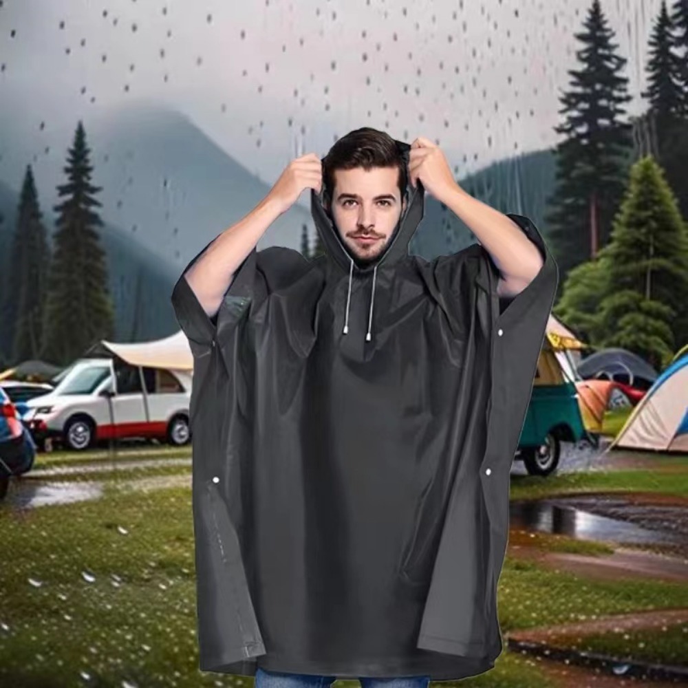 Women'S Fashion Raincoat - Schwarzer modischer wasserdichter langer Regenmantel für