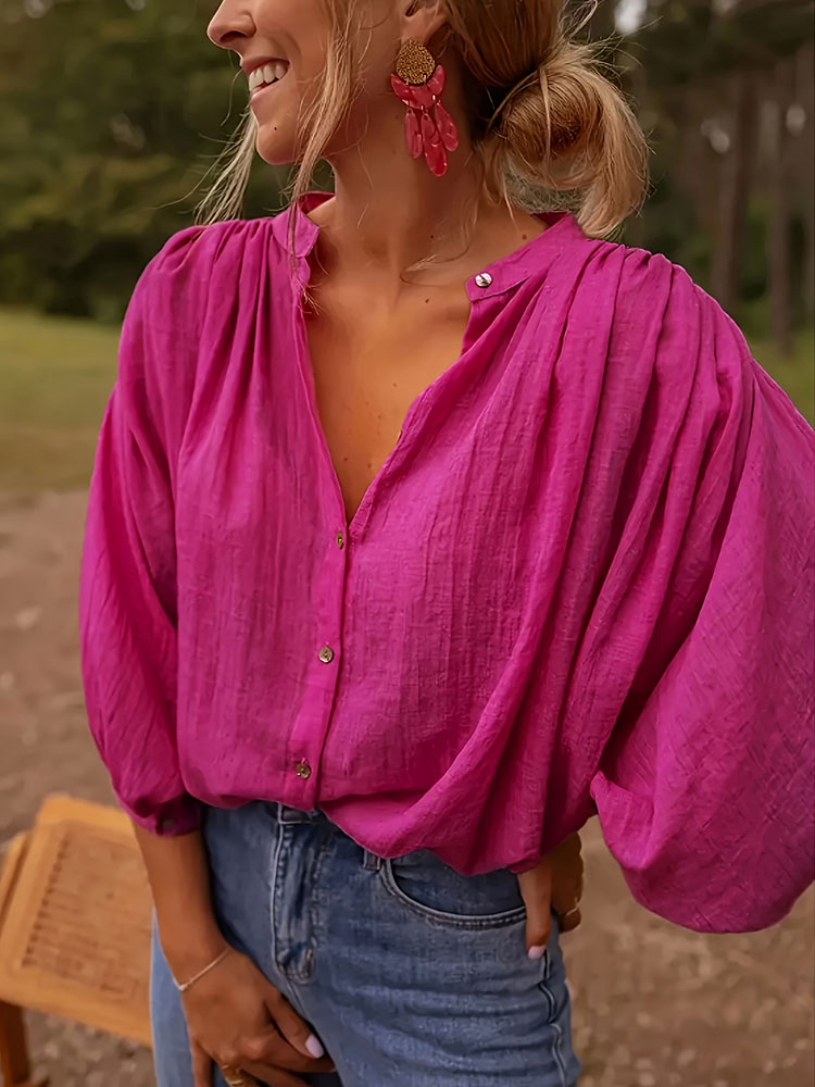 Neue elegante Stehkragen Langa – Puff Sleeve Blouse Bewertung und Preis