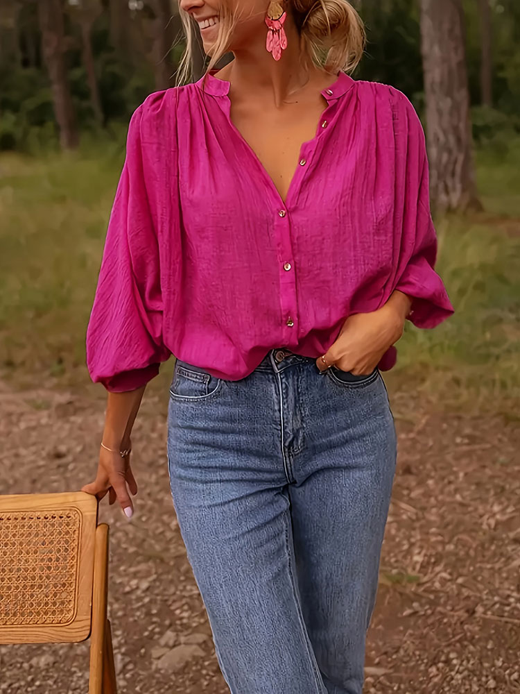 Neue elegante Stehkragen Langa – Puff Sleeve Blouse Bewertung und Preis
