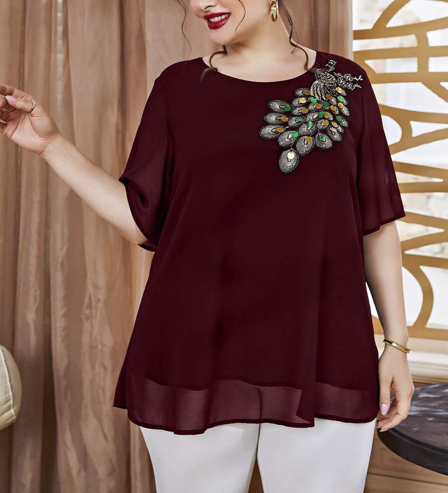 Damen-Pfauenoberteil mit Stick – Puff Sleeve Blouse Bewertung und Preis