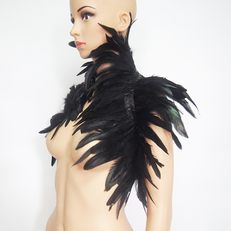 Schwarz Natürliche Feder Shrug – Women'S Fashion Harness Bewertung und Preis
