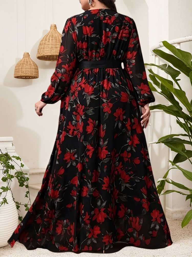 GIBSIE Plus Size Blumendruck V – Maxi Dress Boho Bewertung und Preis