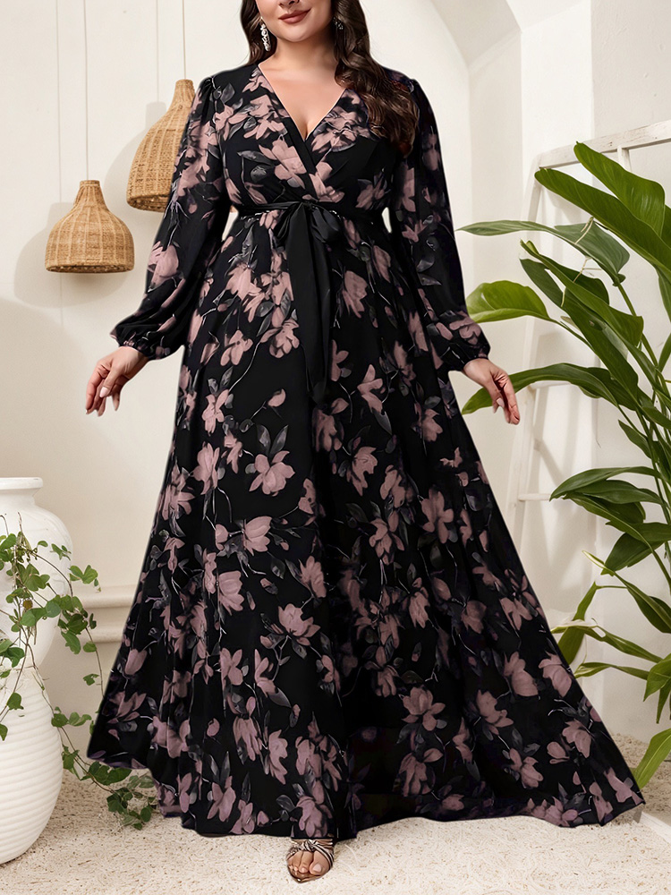GIBSIE Plus Size Blumendruck V – Maxi Dress Boho Bewertung und Preis