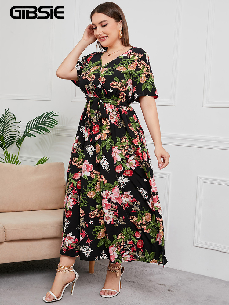 GIBSIE Plus Größe V-ausschnitt – Maxi Dress Boho Bewertung und Preis