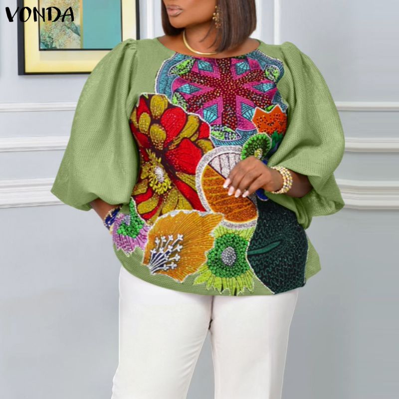 Plus Size 5XL VONDA Damenmode- – Puff Sleeve Blouse Bewertung und Preis