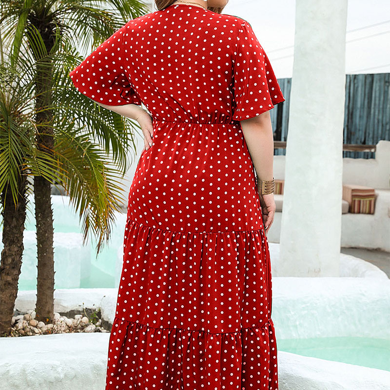 Boho Dot Bedrucktes V-Ausschni – Maxi Dress Boho Bewertung und Preis